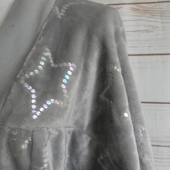 NEW BumbleBella by Jill Martin Velvet Soft Cardigan with Sequin Stars XS/S GREY - Picture 2 of 5